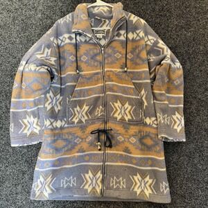 Vintage‎ Fleece Jacket Women's Med Brown Gray Aztac SouthWestern VTG